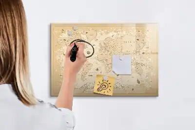 Magnetisk rittavla med motiv av vintage världskarta
