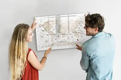 Magnetisk tavla med vintage världskarta och penna