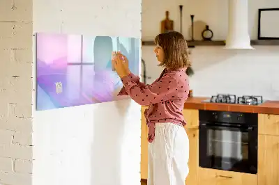 Magnetisk skrivtavla med penna färgglada fjädrar