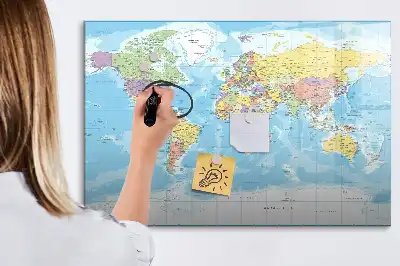 Politisk världskarta magnetisk tavla med penna