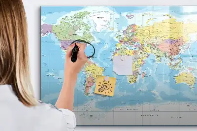 Politisk världskarta magnetisk tavla med penna