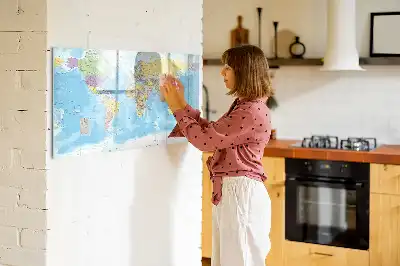 Politisk världskarta magnetisk tavla med penna