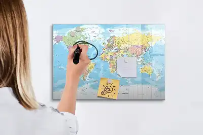 Politisk världskarta magnetisk tavla med penna