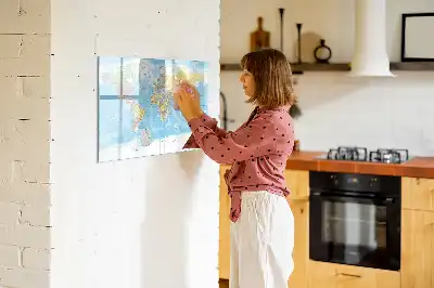 Politisk världskarta magnetisk tavla med penna