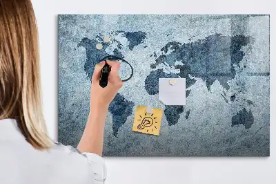 Målad världskarta magnetisk tavla med penna