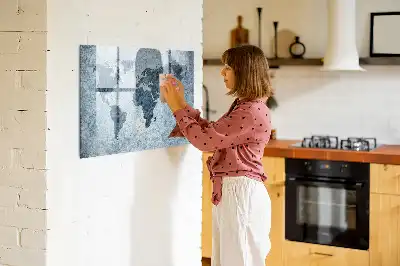 Målad världskarta magnetisk tavla med penna