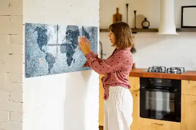 Målad världskarta magnetisk tavla med penna