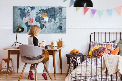 Målad världskarta magnetisk tavla med penna