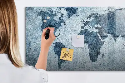 Målad världskarta magnetisk tavla med penna
