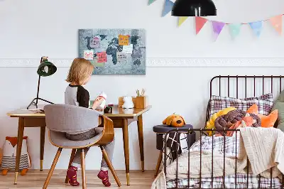 Målad världskarta magnetisk tavla med penna
