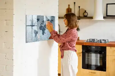Målad världskarta magnetisk tavla med penna