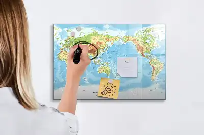 Magnetisk rittavla med motiv av en fysisk världskarta