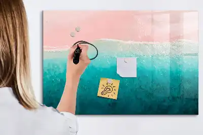 Magnetisk tavla med penna motiv av strand och hav