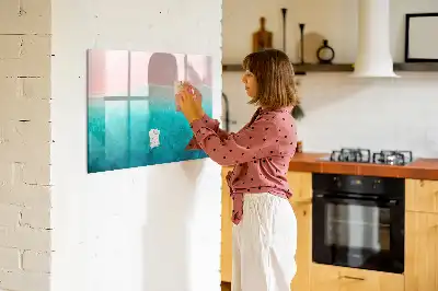 Magnetisk tavla med penna motiv av strand och hav