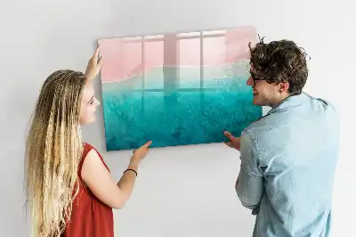 Magnetisk tavla med penna motiv av strand och hav
