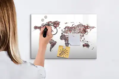 Magnetisk rittavla världskarta på tegel