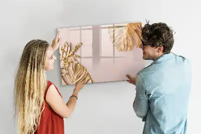 Magnetisk rittavla med motiv av gyllene tropiska blad
