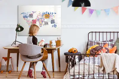 Magnetisk världskarta med tillhörande penna