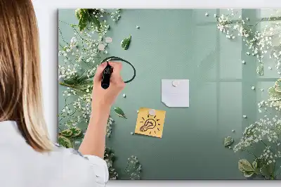 Magnetisk tavla med penna med motiv av subtila blommor