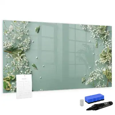 Magnetisk tavla med penna med motiv av subtila blommor