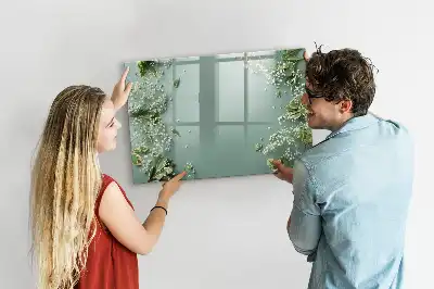 Magnetisk tavla med penna med motiv av subtila blommor