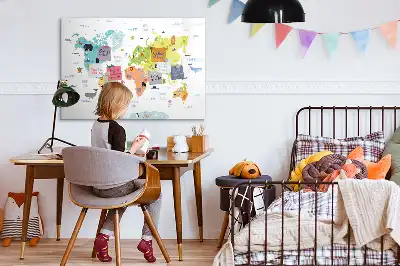 Magnetisk tavla med djurmotiv världskarta inklusive penna