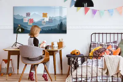 Magnetisk tavla med penna och motiv av bergslandskap