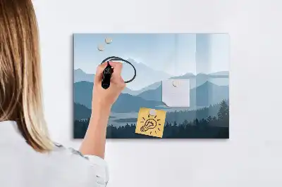 Magnetisk tavla med penna och motiv av bergslandskap