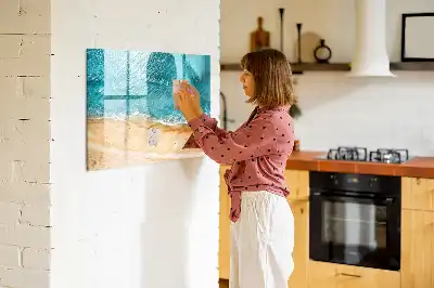Magnetisk tavla med penna motiv av människor på stranden