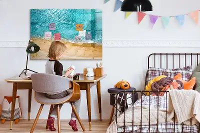 Magnetisk tavla med penna motiv av människor på stranden