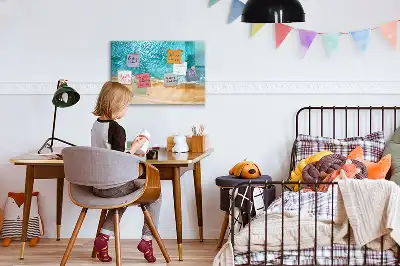Magnetisk tavla med penna motiv av människor på stranden