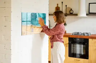 Magnetisk tavla med penna motiv av människor på stranden