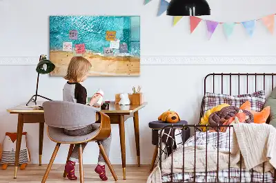 Magnetisk tavla med penna motiv av människor på stranden