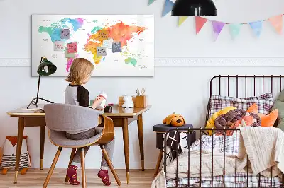 Akvarellvärldskarta magnetisk tavla med penna