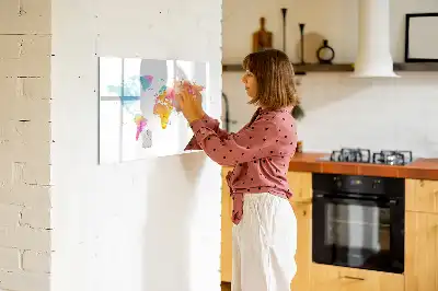 Akvarellvärldskarta magnetisk tavla med penna