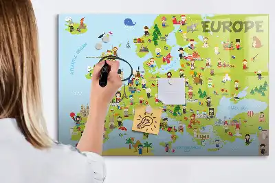 Världskarta med flaggor magnetisk tavla med penna