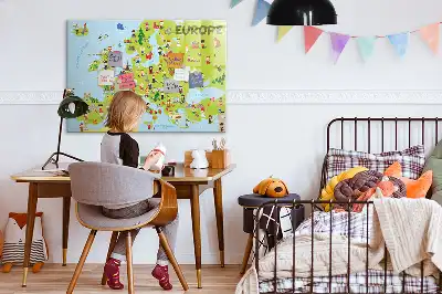 Världskarta med flaggor magnetisk tavla med penna