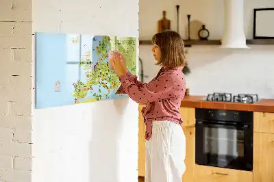 Världskarta med flaggor magnetisk tavla med penna