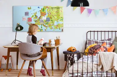 Världskarta med flaggor magnetisk tavla med penna