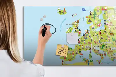 Världskarta med flaggor magnetisk tavla med penna