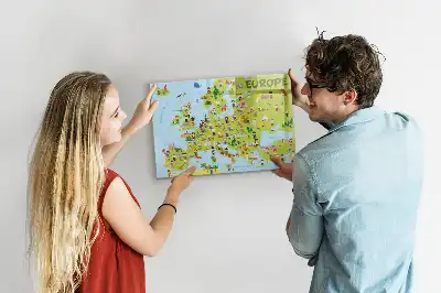 Världskarta med flaggor magnetisk tavla med penna