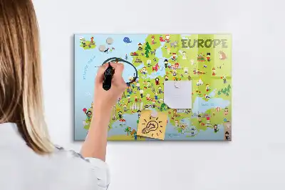 Världskarta med flaggor magnetisk tavla med penna