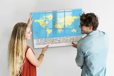 Klassisk världskarta magnetisk tavla med penna