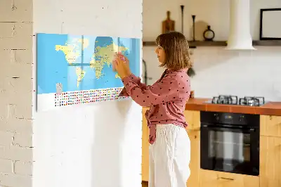 Klassisk världskarta magnetisk tavla med penna