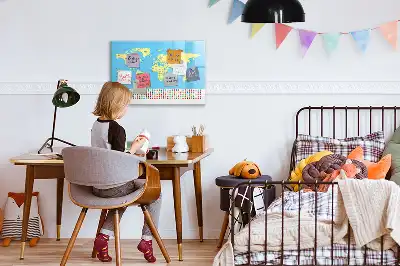 Klassisk världskarta magnetisk tavla med penna