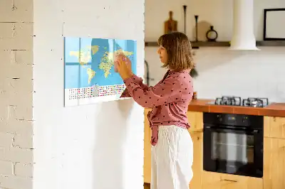 Klassisk världskarta magnetisk tavla med penna