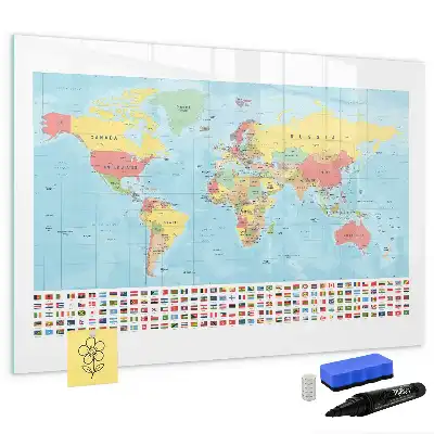 Magnetisk rittavla med motiv av en geografisk världskarta