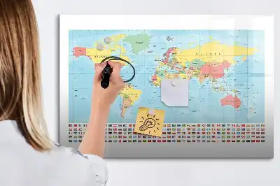 Magnetisk rittavla med motiv av en geografisk världskarta
