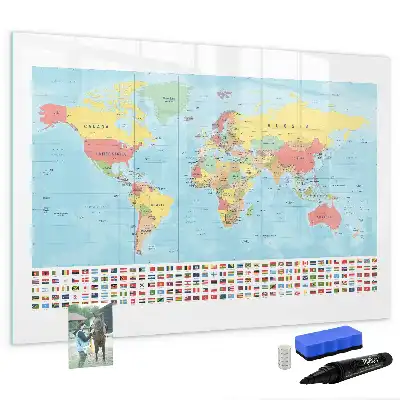 Magnetisk rittavla med motiv av en geografisk världskarta