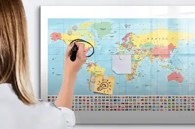 Magnetisk rittavla med motiv av en geografisk världskarta
